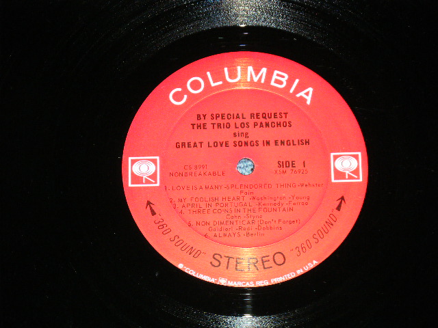 画像: TRIO LOS PANCHOS - BY SPECIAL REQUEST  SING GREAT LOVE SONGS IN ENGLISH  ( MINT-/MINT- )   / 1964 US AMERICA ORIGINAL 1st press "360 SOUND in BLACK" Label  STEREO Used LP