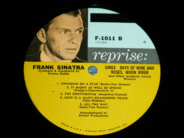 画像: FRANK SINATRA -  SINGS, DAYS OF WINE AND ROSES, MOON RIVER ( Ex+/Ex+++ ) / 1964 US AMERICA  ORIGINAL "CUSTOM LABEL Design"  MONO Used  LP 