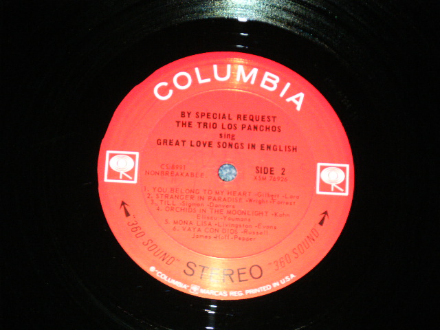 画像: TRIO LOS PANCHOS - BY SPECIAL REQUEST  SING GREAT LOVE SONGS IN ENGLISH  ( MINT-/MINT- )   / 1964 US AMERICA ORIGINAL 1st press "360 SOUND in BLACK" Label  STEREO Used LP