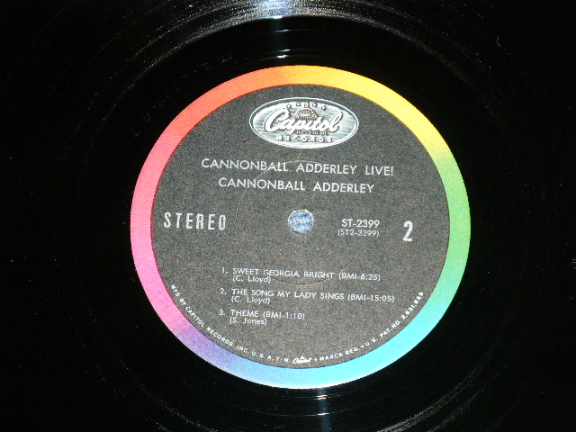 画像: CANNONBALL ADDERLEY  - LIVE  ( Ex+++/MINT- )  / 1965 US AMERICA ORIGINAL "BLACK with RAINBOW and 'CAPITOL' Logo on TOP" Label  STEREO  Used LP 