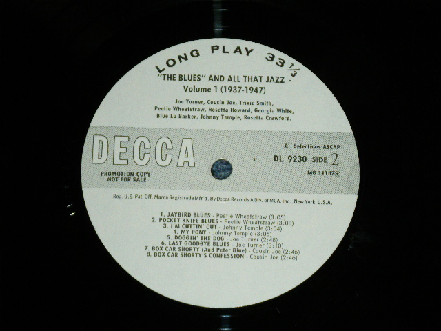 画像: v.a. Omnibus - "THE BLUES" AND ALL THAT JAZZ VOLUME 1 (1937-1947) (Ex++/Ex+++  )  / Early 1960's  US AMERICA ORIGINAL "WHITE LABEL PROMO" MONO Used LP 