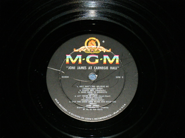 画像: JONI JAMES - AT CARNEGIE HALL ( Ex+/Ex++ Looks: Ex+ )  / 1959 US AMERICA ORIGINAL 1st Press "Black Label"  MONO Used LP