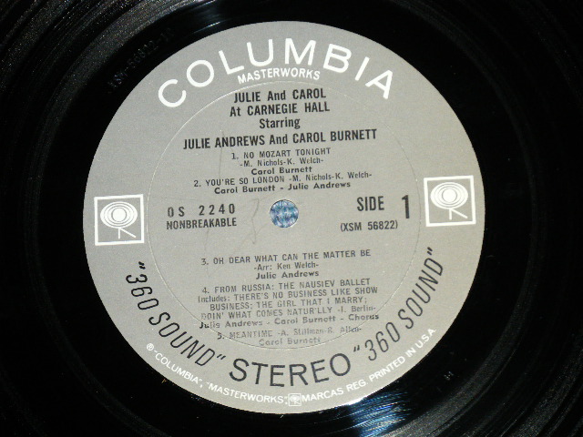 画像: JULIE ANDREWS and CAROL BURNETT - JULIE AND CAROL AT CARNEGIE HALL  ( MINT-/Ex+++)  / 1962 US AMERICA ORIGINAL 2nd Press "360 Sound Label" STEREO Used LP 