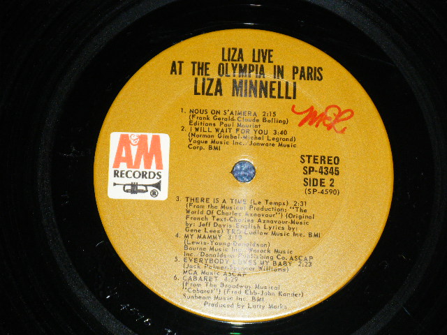 画像: LIZA MINNELLI - LIVE AT THE OLYMPIA IN PARIS  ( Ex++/Ex+++) / 1971 US AMERICA ORIGINAL "BROWN LABEL"   Used  LP