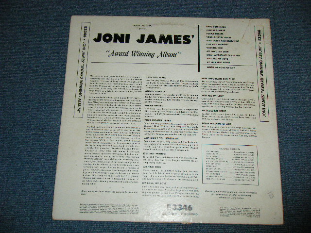 画像: JONI JAMES -  AWARD WINNING ALBUM ( Ex+/Ex++ Looks: Ex+) / 1960 US AMERICA 1st Press "YELLOW Label"  MONO Used LP 