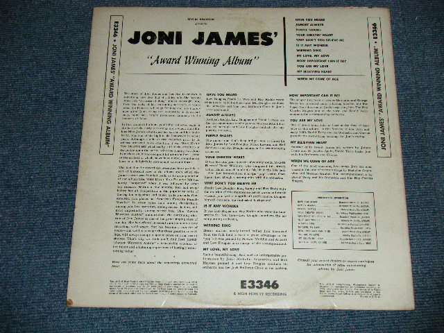 画像: JONI JAMES -  AWARD WINNING ALBUM ( Ex/Ex+ Looks:Ex) / 1960 US AMERICA 1st Press "YELLOW Label"  MONO Used LP 