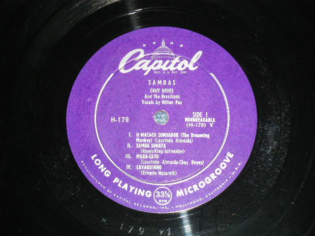 画像: CHUY REYES and The BRAZILIANS - SAMBAS ( Ex+/Ex++)  / 1950 US ORIGINAL MONO Used 10" LP 