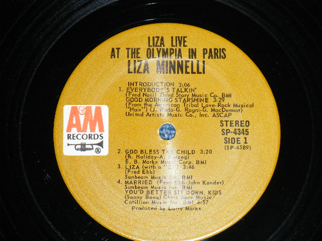 画像: LIZA MINNELLI - LIVE AT THE OLYMPIA IN PARIS  ( Ex++/Ex+++) / 1971 US AMERICA ORIGINAL "BROWN LABEL"   Used  LP