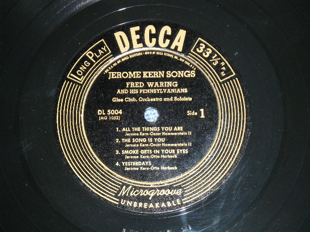 画像: FRED WARING and His PENNSYLVANIANS / JEROME KERN - FRED WARING  MUSIC  JEROME KERN SONGS ( Ex+/Ex+ )  / 1950's  US AMERICA ORIGINAL MONO  Used 10" LP 