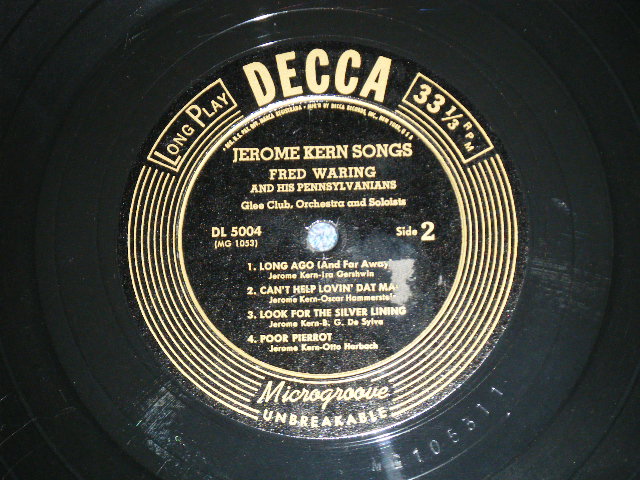 画像: FRED WARING and His PENNSYLVANIANS / JEROME KERN - FRED WARING  MUSIC  JEROME KERN SONGS ( Ex+/Ex+ )  / 1950's  US AMERICA ORIGINAL MONO  Used 10" LP 