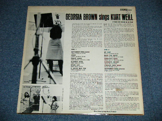 画像: GEORGIA BROWN - SINGS KURT WEILL ( Ex/Ex+++ )    / 1963 US AMERICA ORIGINAL "ffss UK EXPORT Wax Vinyl"   STEREO  Used LP 