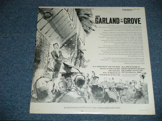 画像: JUDY GARLAND - AT THE GROVE ( Ex++/Ex+++ B-4:Ex+  )  / 1959 US AMERICA ORIGINAL "BLACK with RAINBOW Ring CAPITOL Logo on TOP Label" STEREO Used LP  