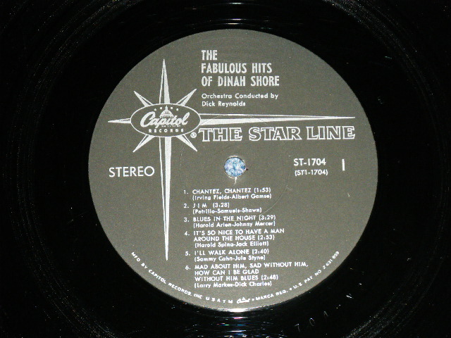 画像: DINAH SHORE  - THE FABULOUS HITS OF  ( Ex+++/Ex+++) / Late 1960's US AMERICA ORIGINAL "BLACK with STARLINE Label" STEREO Used LP 