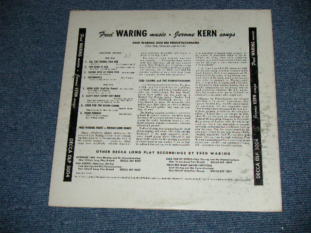 画像: FRED WARING and His PENNSYLVANIANS / JEROME KERN - FRED WARING  MUSIC  JEROME KERN SONGS ( Ex+/Ex+ )  / 1950's  US AMERICA ORIGINAL MONO  Used 10" LP 