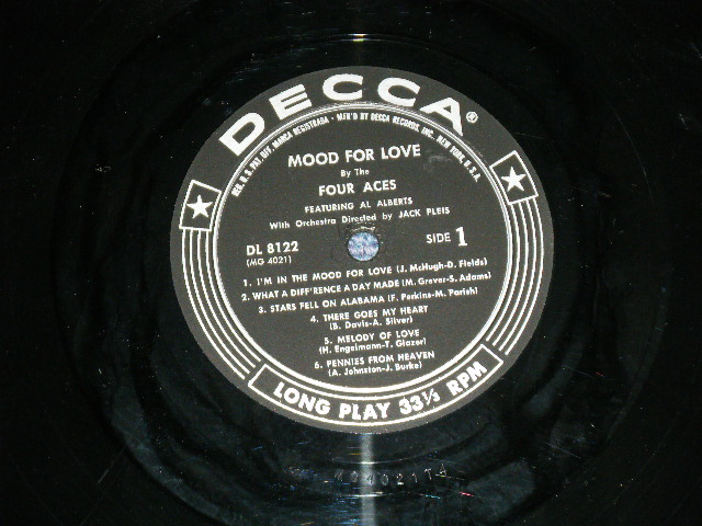 画像: THE FOUR ACES - MOD FOR LOVE  ( Ex++/Ex+++ Looks:Ex++ )  / 1955  US AMERICA ORIGINAL 1st Press "All BLACK with SILVER PREINT Label"  MONO Used LP