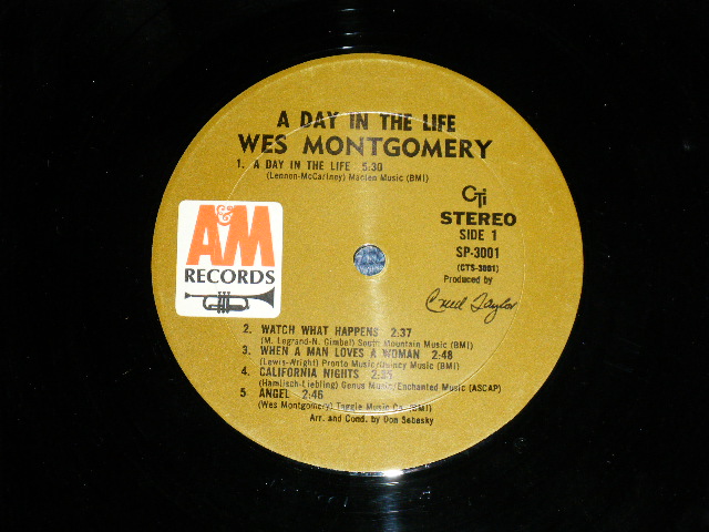 画像: WES MONTGOMERY- A DAY IN THE LIFE ( Ex/Ex+++ Looks:Ex++ )  / 1967 US AMERICA ORIGINAL 1st Press "BROWN Label" STEREO  Used LP  