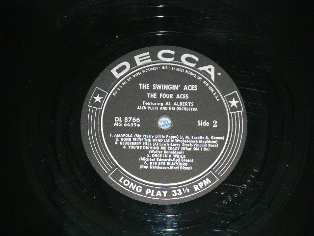 画像: THE FOUR ACES - The SWINGIN' ACES ( Ex++/Ex++ Looks:Ex+++ )  / 1958  US AMERICA ORIGINAL 1st Press "All BLACK with SILVER PREINT Label"  MONO Used LP