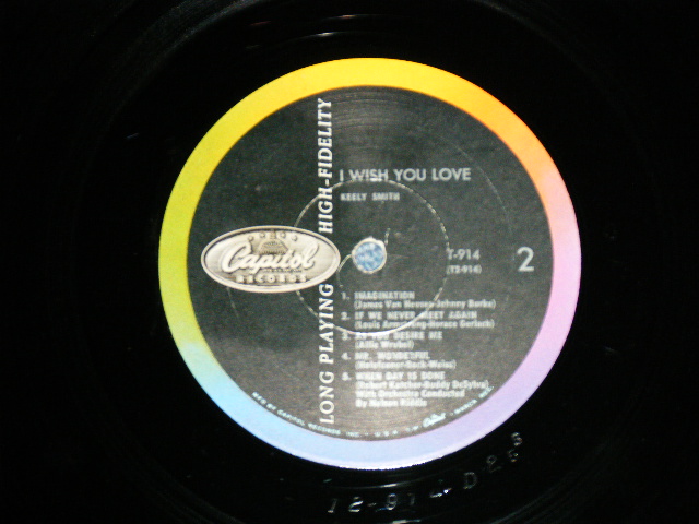 画像: KEELY SMITH - I WISH YOU LOVE ( Ex/Ex+++ )  / 1959 US AMERICA ORIGINAL"BLACK with RAINBOW CAPITOL logo on LEST SIDE Label"  MONO Used LP