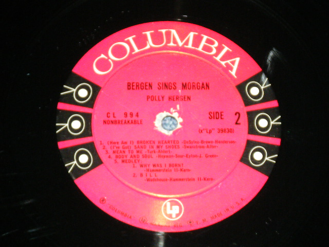 画像: POLLY BERGEN - SINGS SONGS OF HELEN MORGAN (  VG+++/Ex ) / 1957 US ORIGINAL "6 EYE'S LABEL"  MONO Used LP 