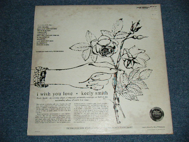画像: KEELY SMITH - I WISH YOU LOVE ( Ex+/Ex+++ )  / 1959 US AMERICA ORIGINAL"BLACK with RAINBOW CAPITOL logo on LEST SIDE Label"  STEREO Used LP