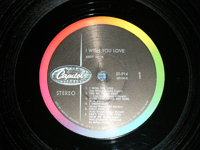 画像: KEELY SMITH - I WISH YOU LOVE ( Ex+/Ex+++ )  / 1959 US AMERICA ORIGINAL"BLACK with RAINBOW CAPITOL logo on LEST SIDE Label"  STEREO Used LP