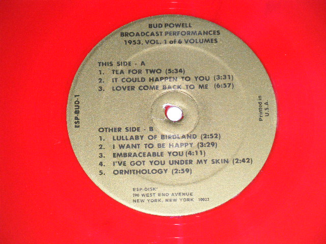 画像: BUD POWELL - BROADCAST PERFORMANCES 1953 VOL.1 of 6 VOLUMES ( Ex+++/MINT-) / 1973  US AMERICA ORIGINAL "RED WAX VINYL"  Used    LP