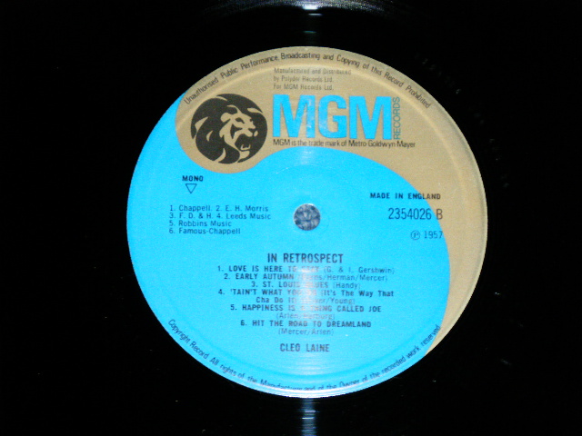 画像: CLEO LAINE - IN RETROSPECT ( Ex/Ex+++)  / 1970's UK ENGLAND  ORIGINAL Used LP