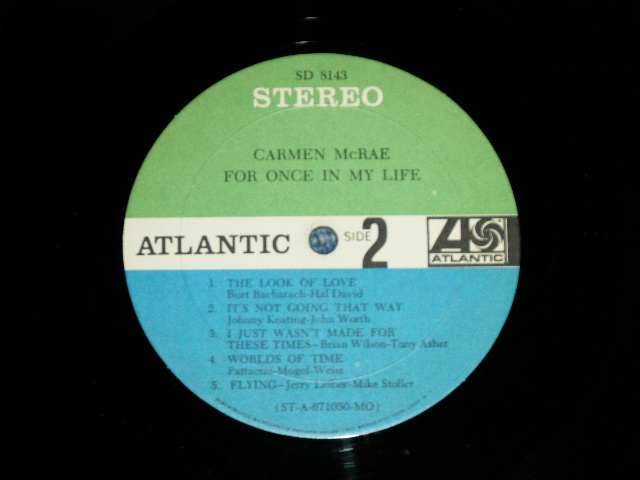 画像: CARMEN McRAE -  FOR ONCE IN MY LIFE ( Ex++/Ex+++ EDSP)  /  1967 US AMERICA ORIGINAL "GREEN and BLUE Label" STEREO Used LP 