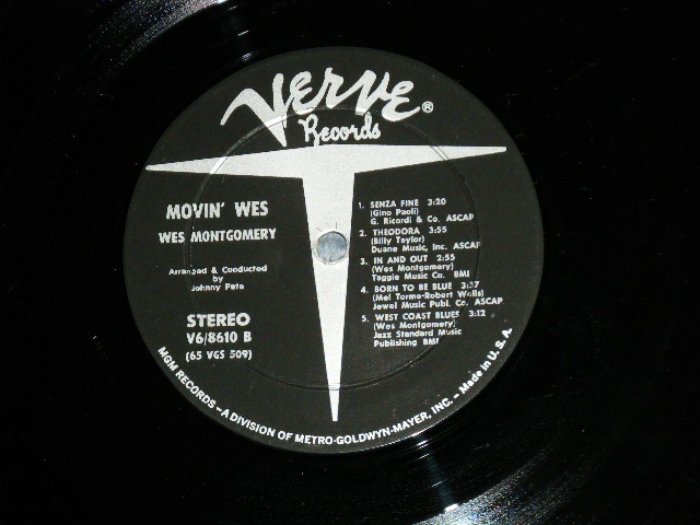 画像: WES MONTGOMERY - MOVIN' WES   ( Ex-/Ex+ )  / 1965 US AMERICA ORIGINAL STEREO  Used LP  
