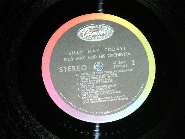 画像: BILLY MAY - TODAY! (Ex+/Ex+++)   / 1965 US AMERICA  ORIGINAL 1st Press "'BLACK with RAINBOW Band CAPITOL Logo on TOP Label' STEREO  LP  