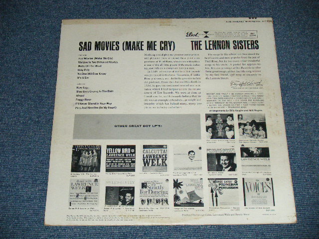 画像:  THE LENNON SISTERS with BILLY VAUGHN - SAD MOVIES ( Ex+/Ex+ ) / 1961  US AMERICA ORIGINAL STEREO Used LP