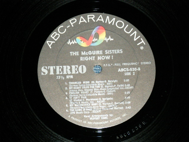 画像: THE McGUIRE SISTERS - RIGHT NOW! ( Ex+/Ex+++ Looks:Ex++) / 1966 US AMERICA ORIGINAL STEREO Used  LP