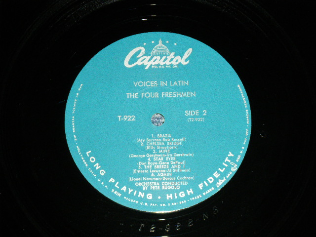 画像: THE FOUR FRESHMEN - VOICES IN LATIN (Ex++/Ex+++)  / 1958 US AMERICA ORIGINAL 1st Press " TURQUOISE  Label" MONO  Used LP 