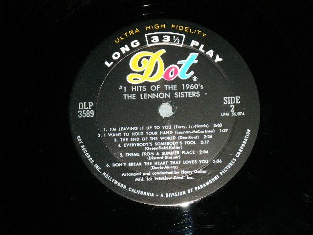 画像:  THE LENNON SISTERS - #1 HITS OF THE 1960'S ( Ex+/Ex++ ) / 1964  US AMERICA  ORIGINAL MONO Used   LP