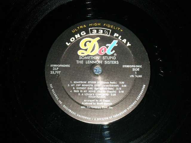 画像:  THE LENNON SISTERS - SOMETHIN' STUPID ( Ex+++/Ex+++ B-5:Ex++ ) / 1967  US AMERICA ORIGINAL STEREO Used  LP