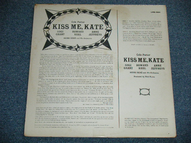画像: GOGI GRANT, HOWARD KEEL, ZNNE JEFFREYS  HENRI RENE and His ORCHESTRA  -COLE PORTER : KISS ME KATE  ( Ex++/Ex+++ A-2,3,4:Ex+ ) / 1959 US AMERICA ORIGINAL MONO Used LP