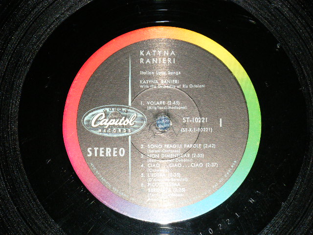 画像: KATYNA RANIERI - ITALIAN LOVE SONGS ( Ex+++,Poor/Ex++ Looks:Ex+ ) / 1959 US AMERICA ORIGINAL "BLACK with RAINBOW &CAPITOL logo on LEFT Side" Label ' MONO Used LP 