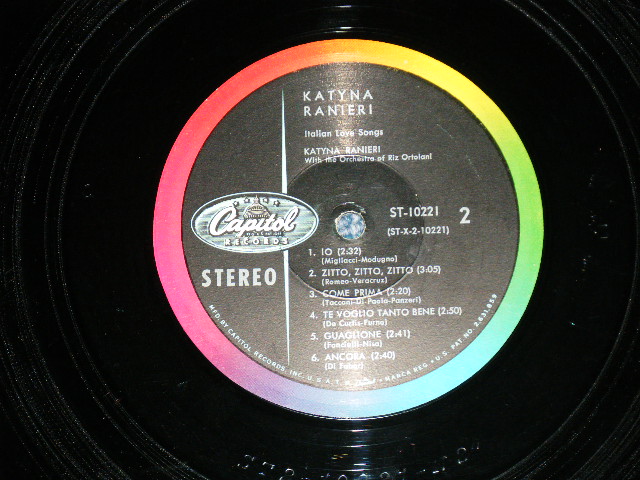 画像: KATYNA RANIERI - ITALIAN LOVE SONGS ( Ex+++,Poor/Ex++ Looks:Ex+ ) / 1959 US AMERICA ORIGINAL "BLACK with RAINBOW &CAPITOL logo on LEFT Side" Label ' MONO Used LP 