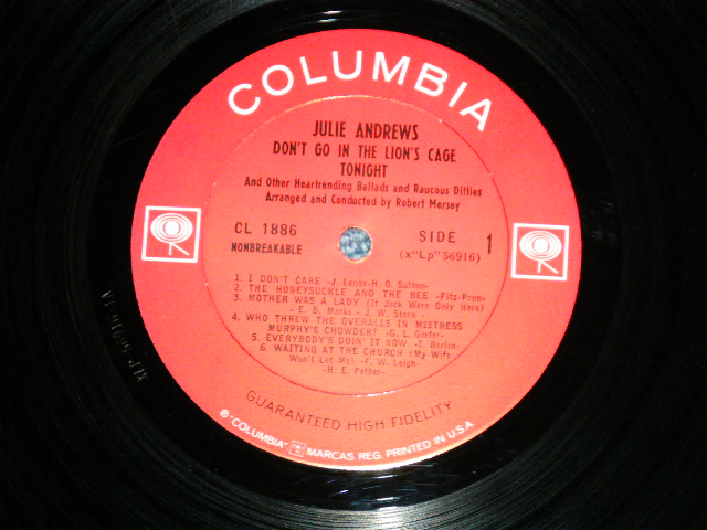 画像: JULIE ANDREWS -  DON'T GO IN THE LION'S CAR TONIGHT ( Ex/Ex+++)  / 1963 US AMERICA ORIGINAL 1st Press '2 EYES Label' MONO  Used LP 
