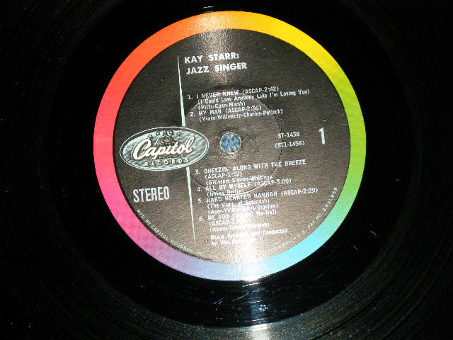 画像: KAY STARR - JAZZ SINGER ( VG+++/Ex++)  / 1960 US AMERICA ORIGINAL 1st Press "BLACK with RAINBOW Ring CAPITOL Logo On LEFT Side "Label MONO LP
