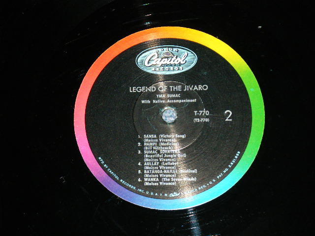 画像: YMA SUMAC - LEGEND OF THE JIVARO ( Ex++/Ex+++ ) / 1963 US ORIGINAL 3rd Press "BLACK With RAINBOW & CAPITOL Logo on TOP" Label Used MONO LP 