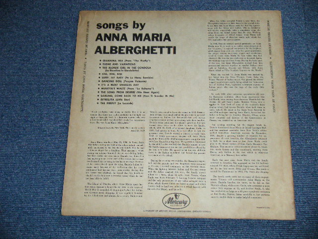 画像: ANNA MARIA ALBERGHETTI - SONGS BY ( Ex /Ex- ) / 1955 US AMERICA ORIGINAL "BLACK withSILVER Print Label"  MONO Used  LP