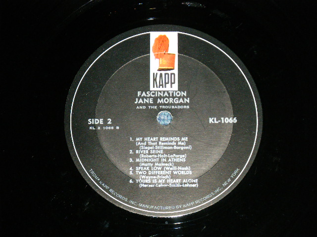 画像: JANE MORGAN - FASCINATION ( Ex++,Ex/Ex+++  / 1962  US AMERICA ORIGINAL  MONO  Used LP 