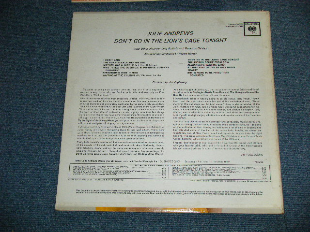 画像: JULIE ANDREWS -  DON'T GO IN THE LION'S CAR TONIGHT ( Ex/Ex+++)  / 1963 US AMERICA ORIGINAL 1st Press '2 EYES Label' MONO  Used LP 