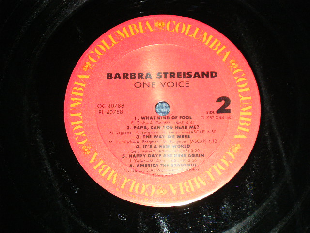 画像: BARBRA STREISAND  - ONE VOICE ( Ex++/Ex+++ Looks:Ex+ )  / 1987 US AMERICA ORIGINAL Used  LP