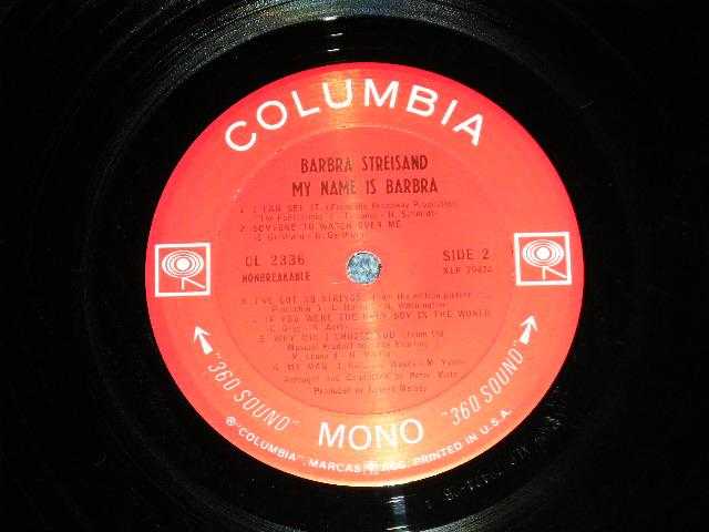 画像: BARBRA STREISAND  - MY NAME IS BARBRA ( Ex+/Ex++)   / 1966  US AMERICA  "2nd Press 360 SOUND Label"  MONO Used LP