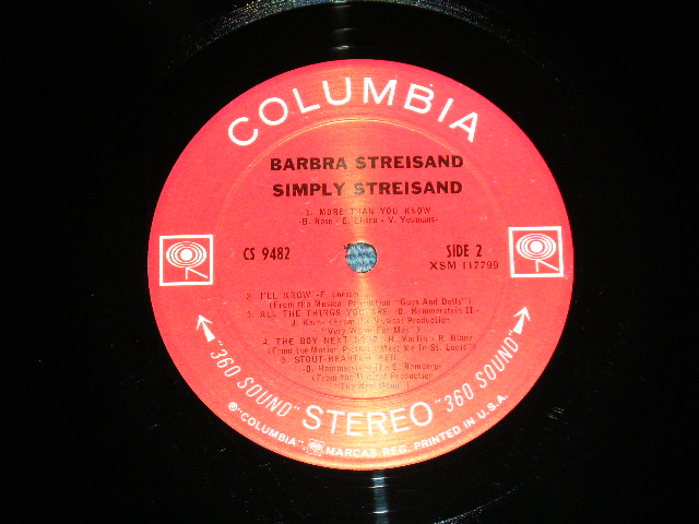 画像: BARBRA STREISAND  - SIMPLY STREISAND. ( MINT-,Ex++/MINT-)   / 1967  US AMERICA ORIGINAL "360 Sound Label"  STEREO Used LP