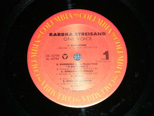 画像: BARBRA STREISAND  - ONE VOICE ( Ex++/Ex+++ Looks:Ex+ )  / 1987 US AMERICA ORIGINAL Used  LP