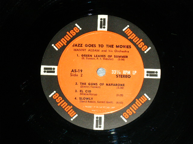 画像: MANNY ALBAM and His ORCHESTRA - JAZZ GOES TO THE MOVIES  ( Ex/Ex+++) /  1962 US AMERICA ORIGINAL "ORANGE with BLACK RING Label" STEREO Used LP