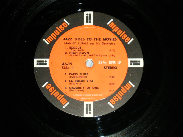 画像: MANNY ALBAM and His ORCHESTRA - JAZZ GOES TO THE MOVIES  ( Ex/Ex+++) /  1962 US AMERICA ORIGINAL "ORANGE with BLACK RING Label" STEREO Used LP